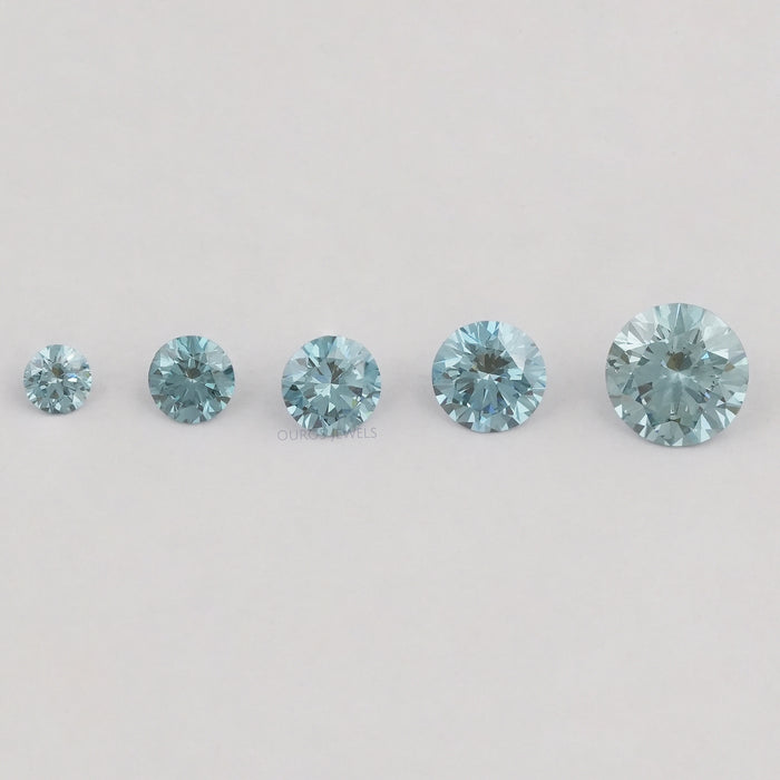 Blau Gefärbter Rund Schliff Labor Diamant