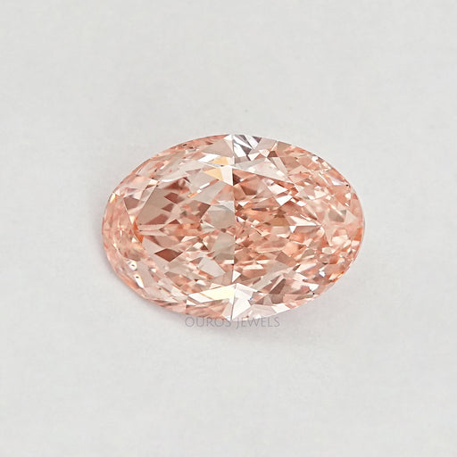 front view pink brilliant oval cut lab grown diamond