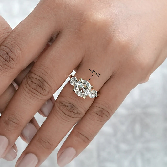 Three Stone OEC Round Cut Lab Grown Engagement Ring