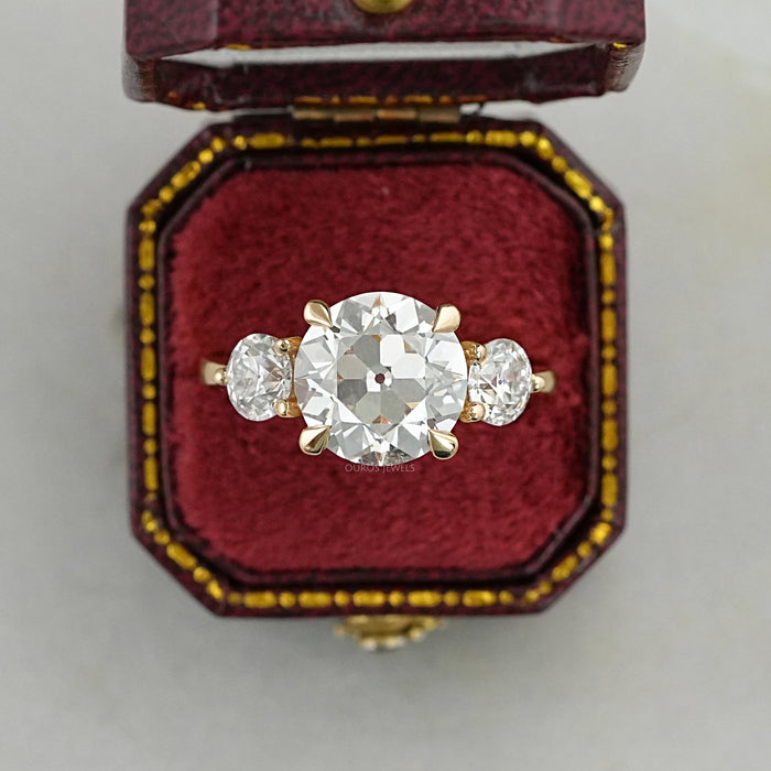 Three Stone OEC Round Cut Lab Grown Engagement Ring