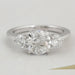 front view of old european round cut diamond three stone engagement ring