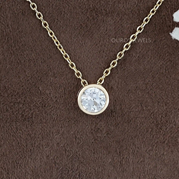 Old European Round Lab Diamond Solitaire Bezel Pendant