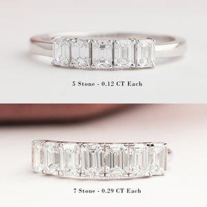 Five & Seven Stone Emerald Cut Lab Grown Diamond Wedding Band