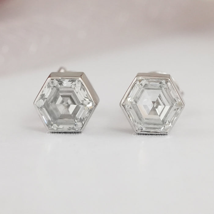 Hexagon Bezel Set Stud
