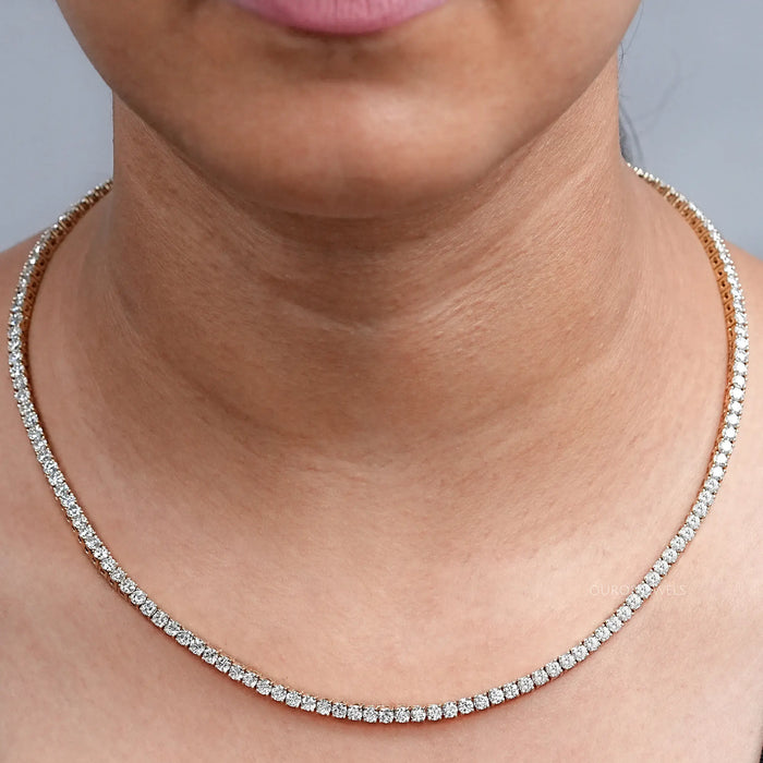 3.00 MM Rundschliff Lab Grown Diamant Halskette