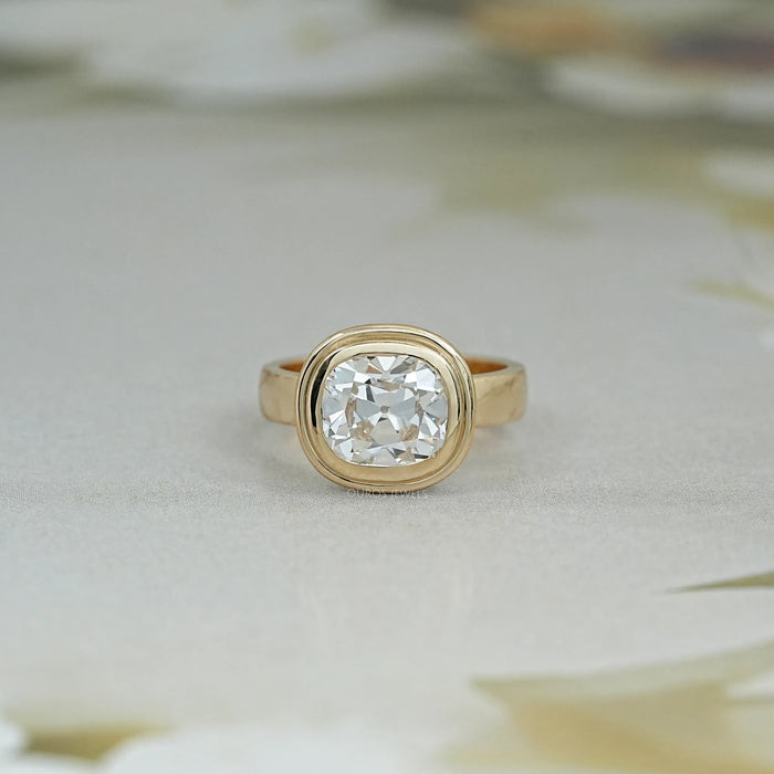 Old Mine Cushion Cut Bezel Set Ring