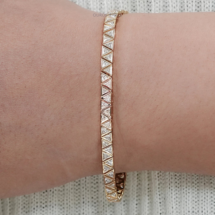 Triangle Cut Bezel Set Tennis Bracelet