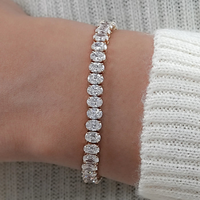 Oval Cut Lab Diamond Tennis Bracelet