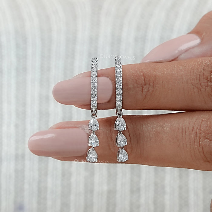 Tropfen- und Baumeln-Ohrringe mit Labordiamanten im Birnenschliff