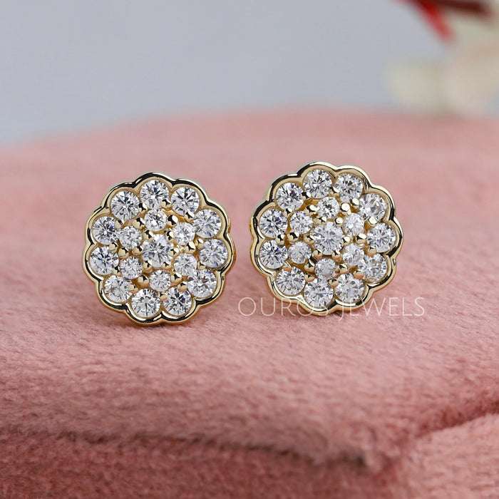 Runde Cluster Diamant Ohrstecker