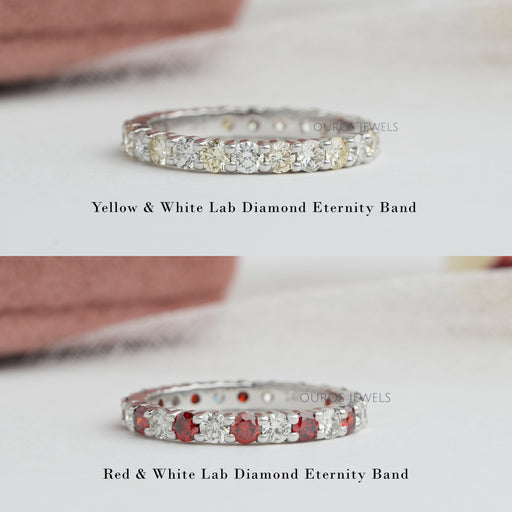 fancy colored round diamond eternity wedding band