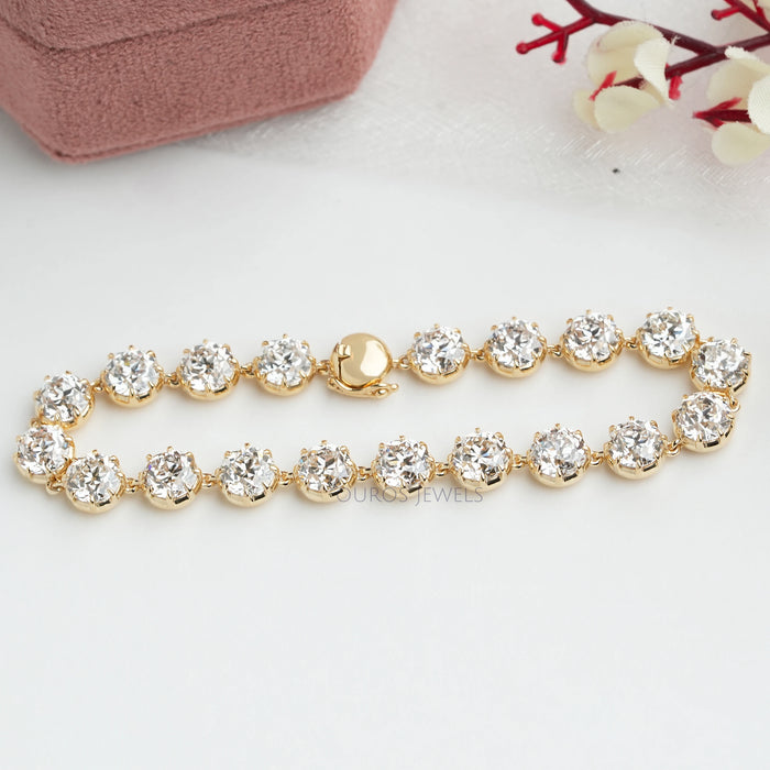 Old European Round Cut Lab Diamond Bracelet - With Black Coating
