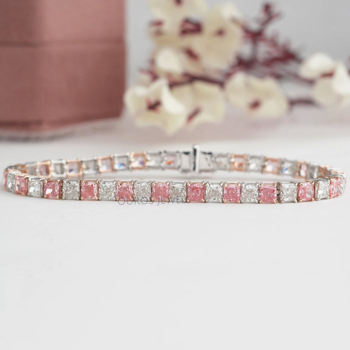 Rosa Kissen Schliff  Labor Diamant Tennis Armband