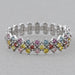 front view of fancy color round cut lab diamond colored half wedding band