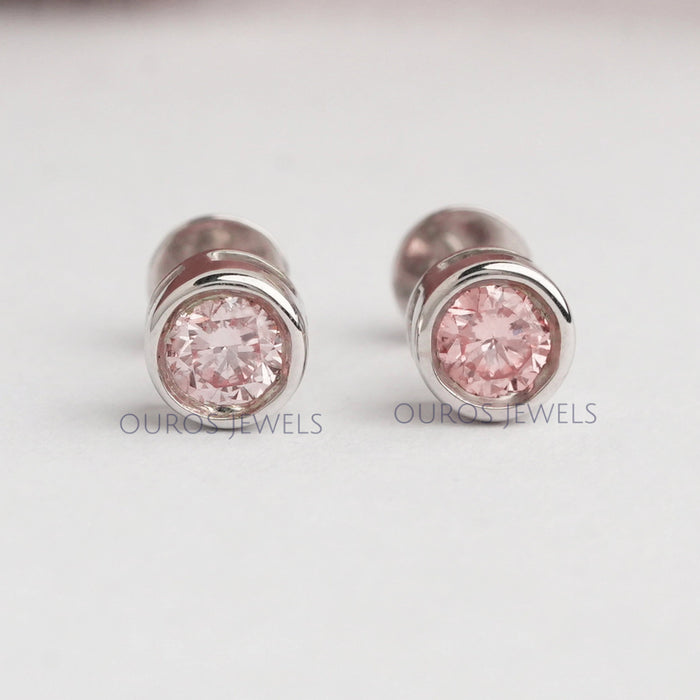 Rosa Diamant ohrringe mit rundem Schliff