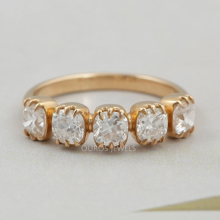 Old Mine Cushion Cut Five Stone Ring