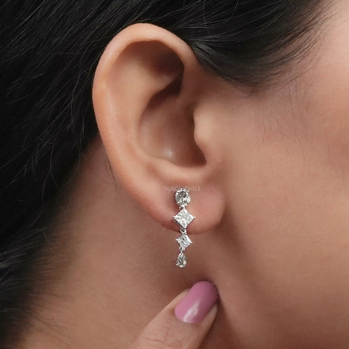 Olive Multi Shape Lab Diamond Drop Earrings