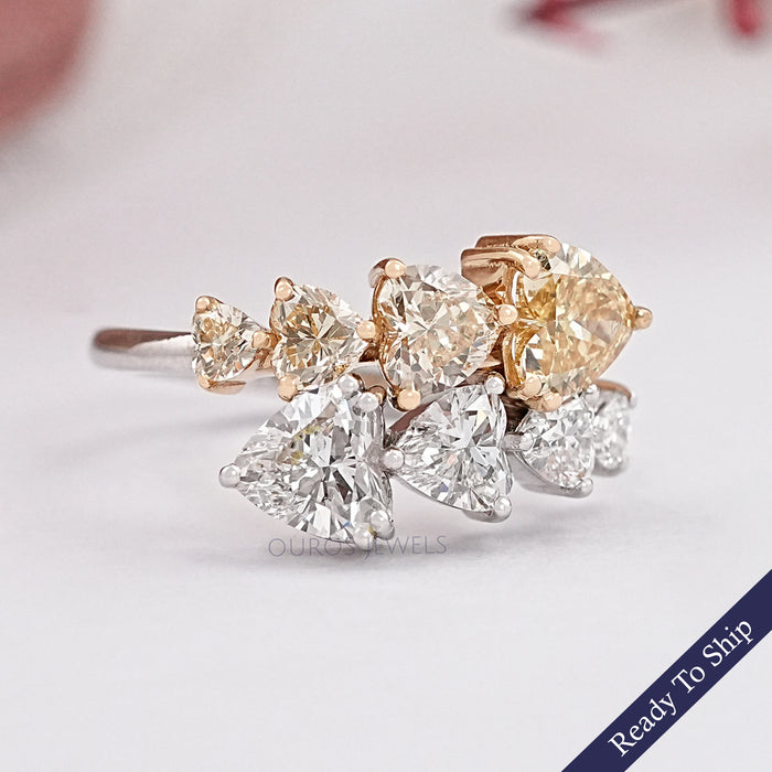 Fancy Yellow Heart Cut Lab Diamond Bypass Ring
