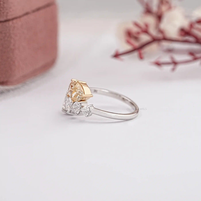 Fancy Yellow Heart Cut Lab Diamond Bypass Ring
