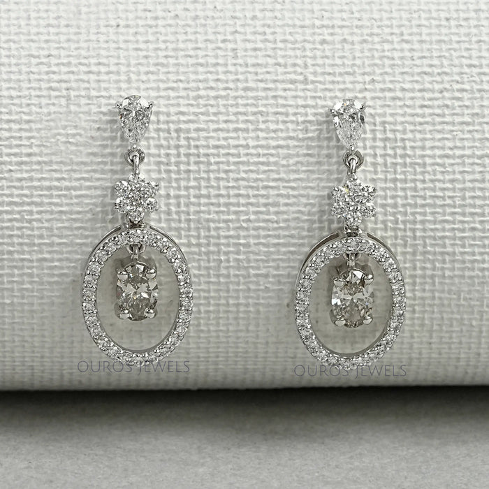 Oval Cut Lab Diamond Drop Earrings