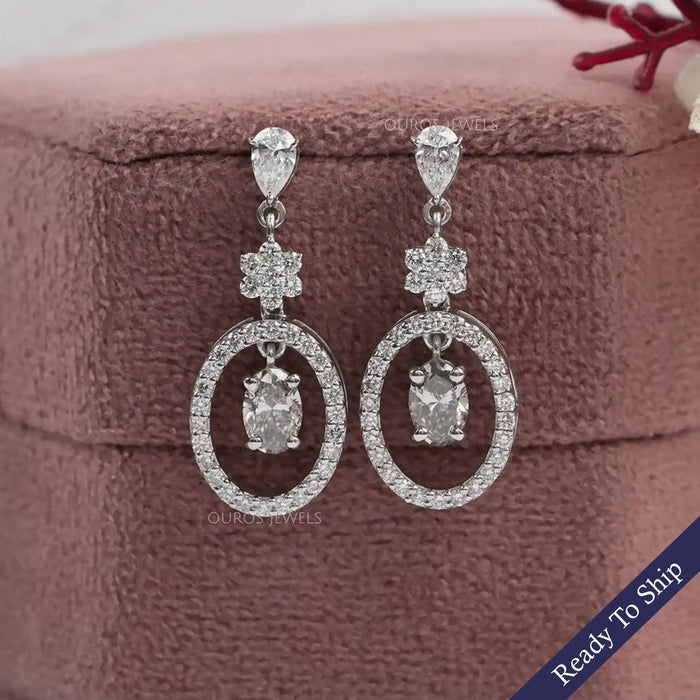 Olive Oval Lab Diamond Drop Earrings