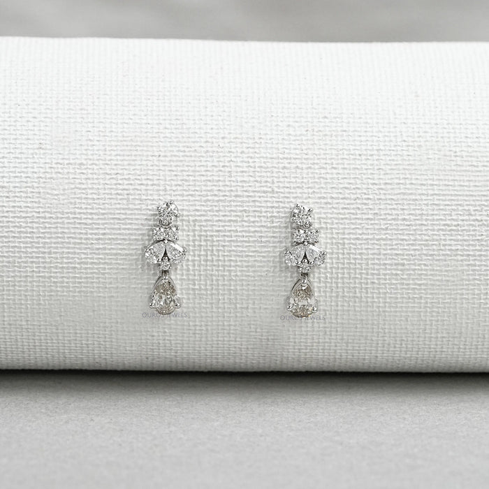 Olive Pear Lab Grown Diamond Drop Earrings