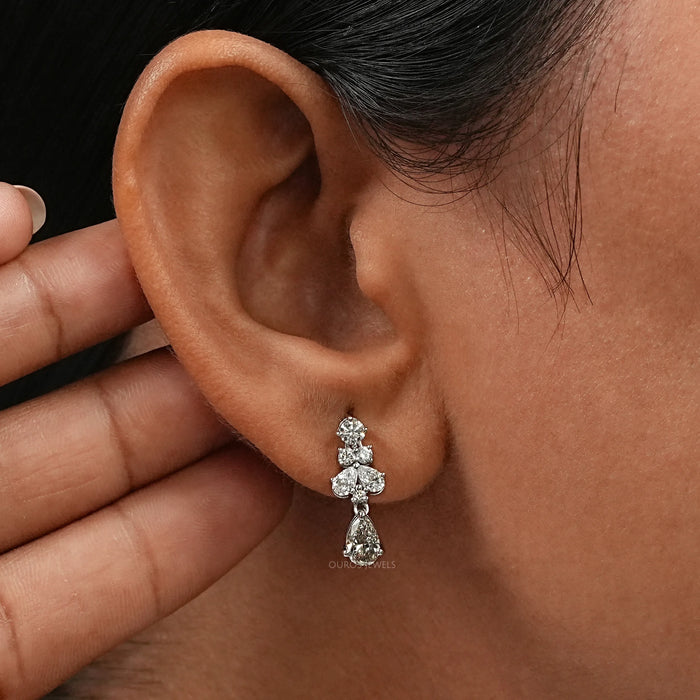 Olive Pear Lab Grown Diamond Drop Earrings