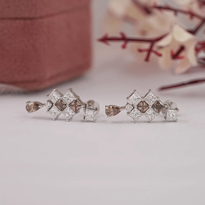 Brown Princess Lab Diamond Drop Earrings