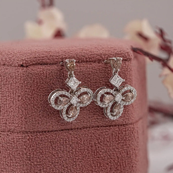 Chocalate Pear Lab Diamond Drop Earrings