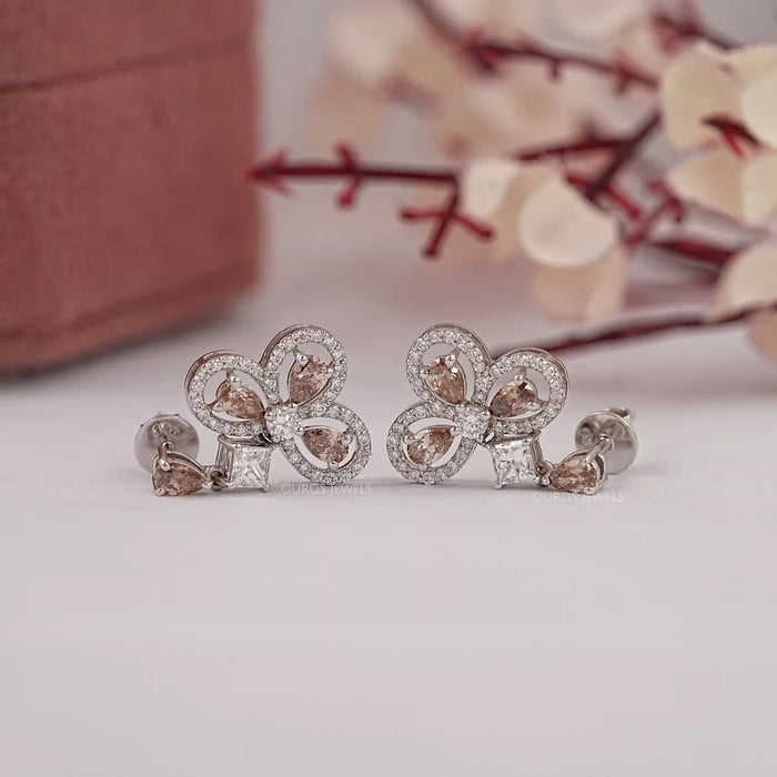 Chocalate Pear Lab Diamond Drop Earrings