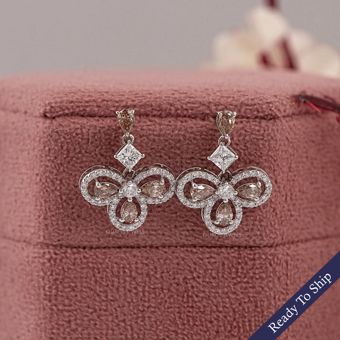 Chocalate Pear Lab Diamond Drop Earrings