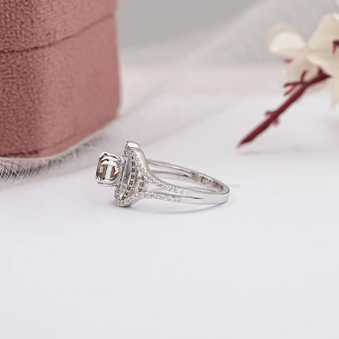 Brown Asscher Cut Lab Diamond Split Shank Accent Ring