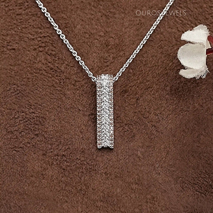Round Champagne Diamond Bar Pendant