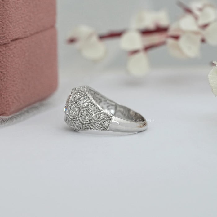 Old European Round Diamond Milgrain Wedding Ring