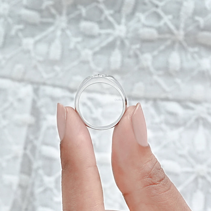 Antique Triangle Cut Lab Diamond Wedding Band