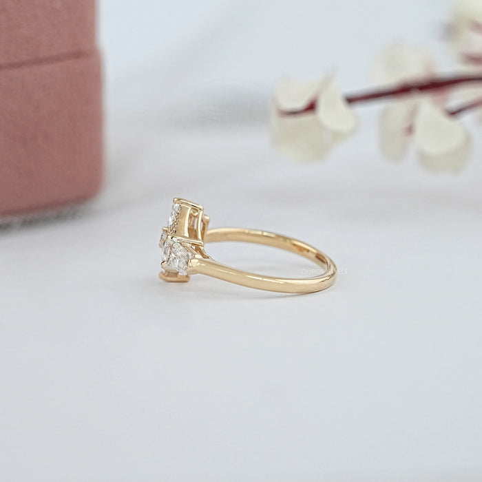 Step Cut Arrow And Round Diamond Anniversary Ring