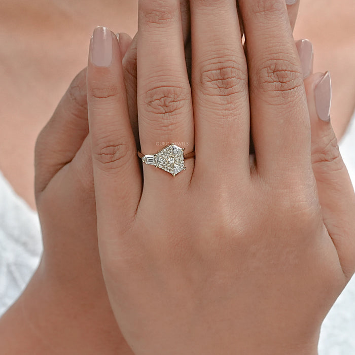 Step Cut Arrow And Round Diamond Anniversary Ring