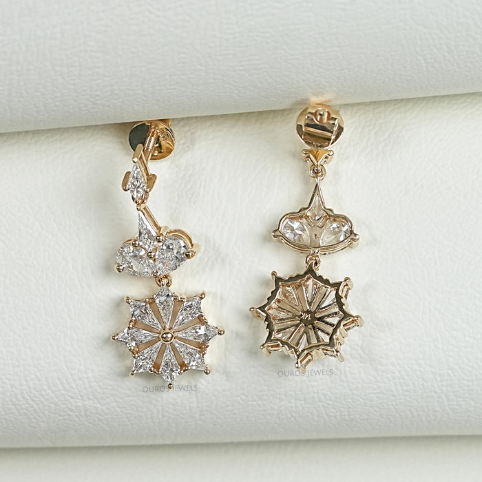 Floral  Kite Diamond  Dangle  Earrings