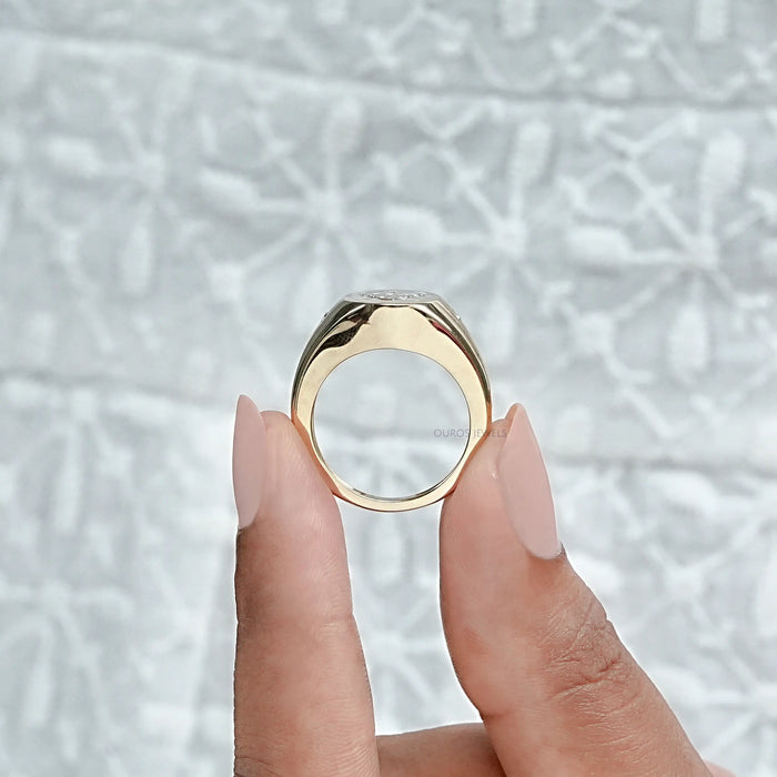 Antique Bull Cut Lab Diamond Wedding Ring