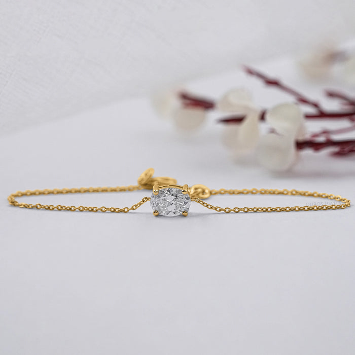 Oval Cut Lab Diamond Solitaire Chain Bracelet