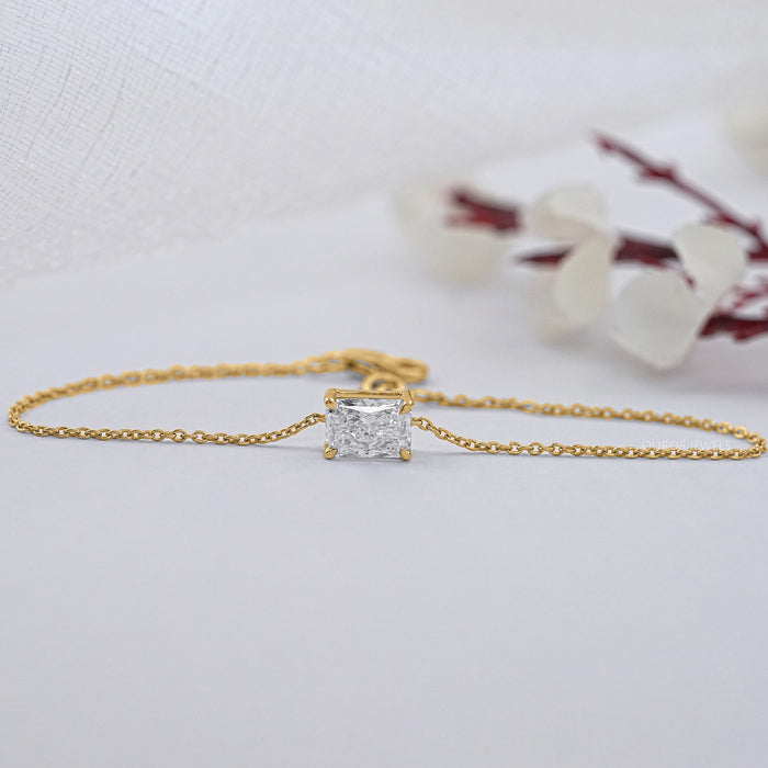 Radiant Cut Lab Diamond Solitaire Chain Bracelet