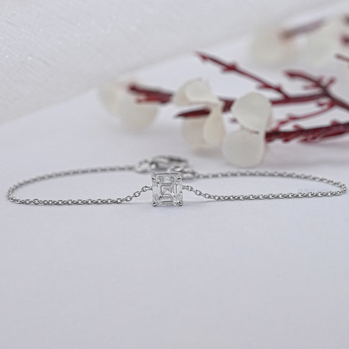Brilliant Asscher Cut Diamond Solitaire Bracelet