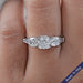 front view of square cushion cut lab diamond five stone engagement ring