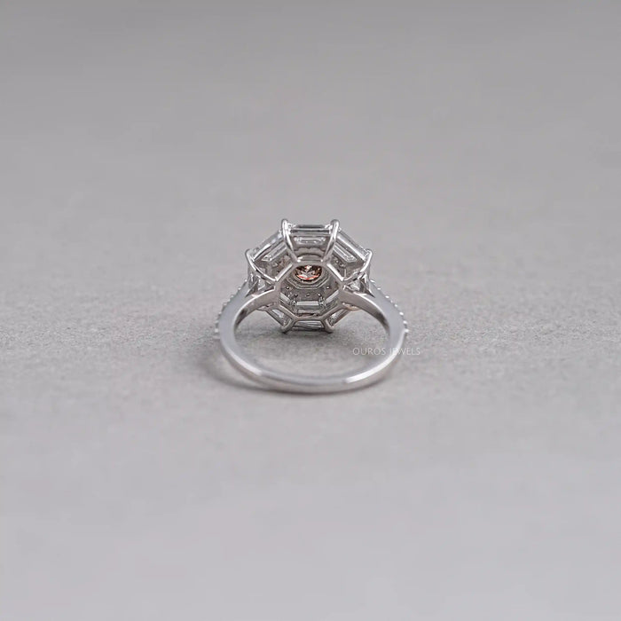 Octagon Brown Diamond Double Halo Ring