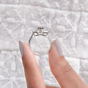 Octagon Brown Diamond Double Halo Ring