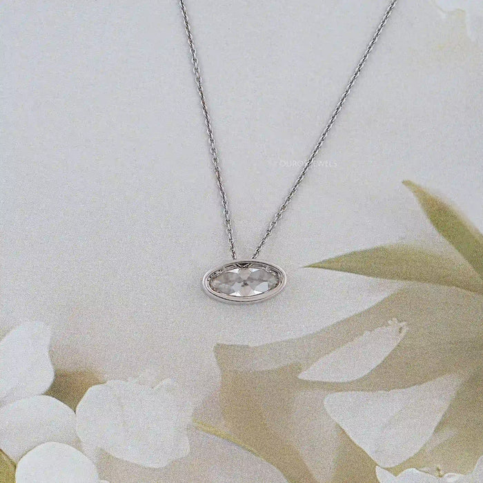 East West Old Mine Moval Lab Diamond Solitaire Pendant