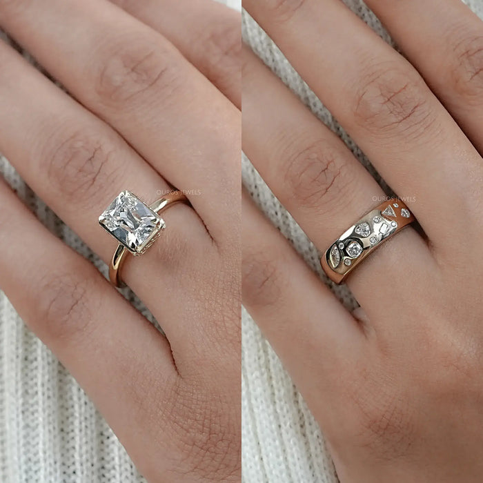 Old Mine Cushion Cut Hidden Halo With Flush Set Band