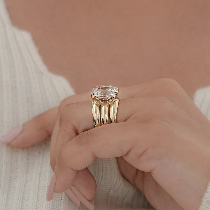 Old Mine Cushion Diamond Wide Wedding Band