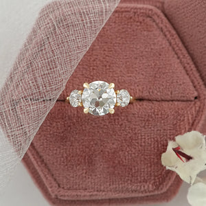 Three Stone OEC Round Cut Lab Grown Engagement Ring