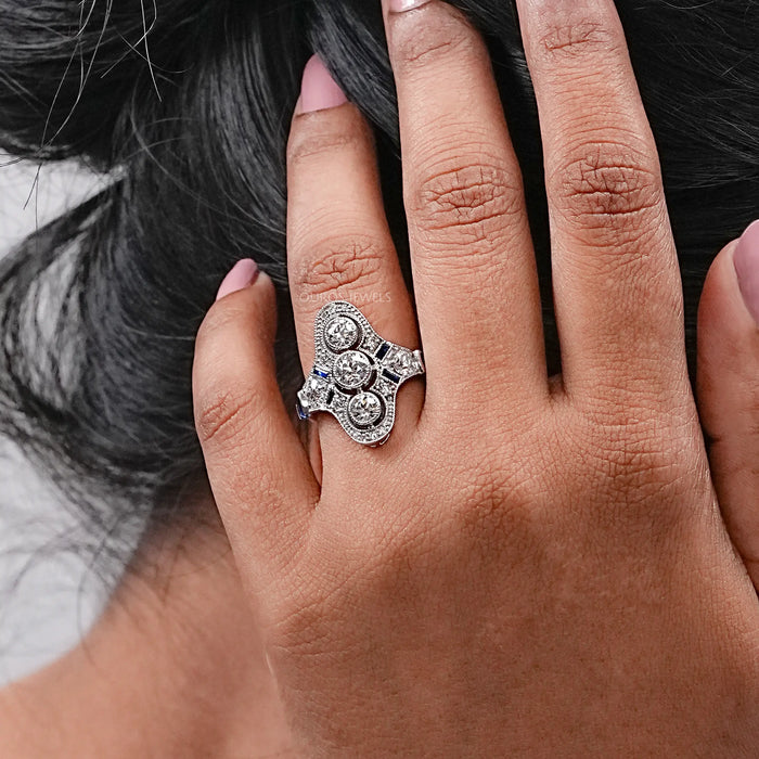 Art Deco Old European Round Cut Engagement Ring